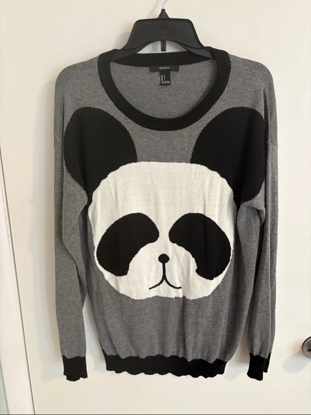 Forever 21 Gray, Black & White Panda Sweater